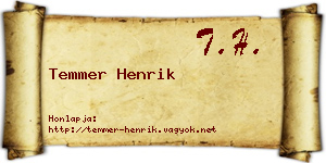 Temmer Henrik névjegykártya